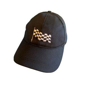 Black Hat Cap Checkered Flag Race Adjustable